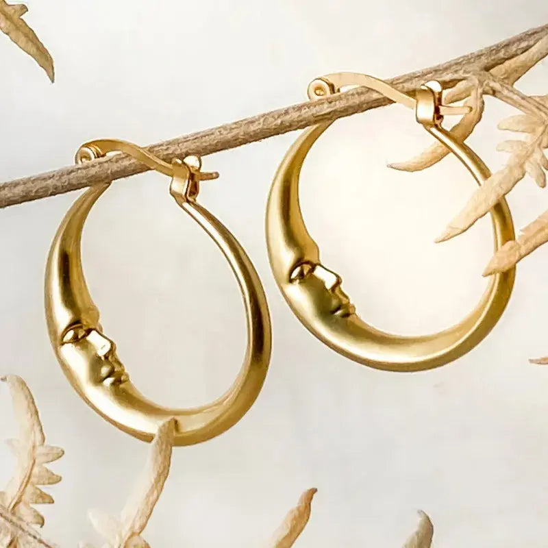 Vintage Moon Earrings in Golden
