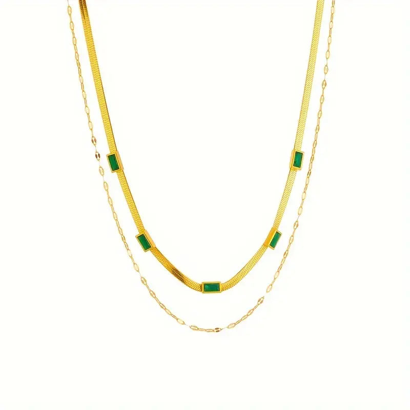 Sorella Gem Double-Layer Retro Necklace