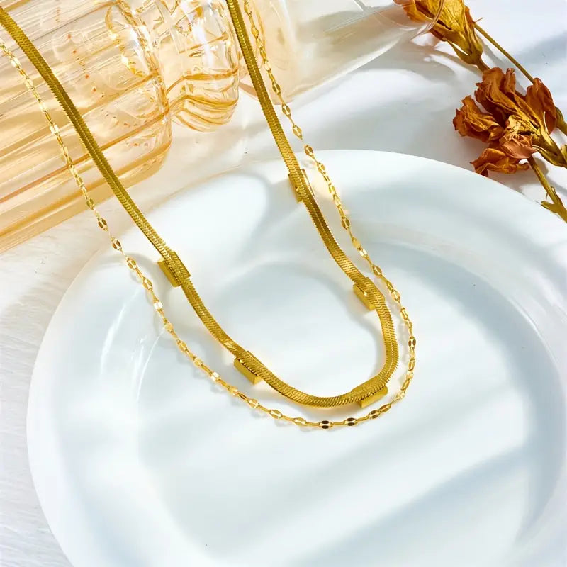 Sorella Gem Double-Layer Retro Necklace