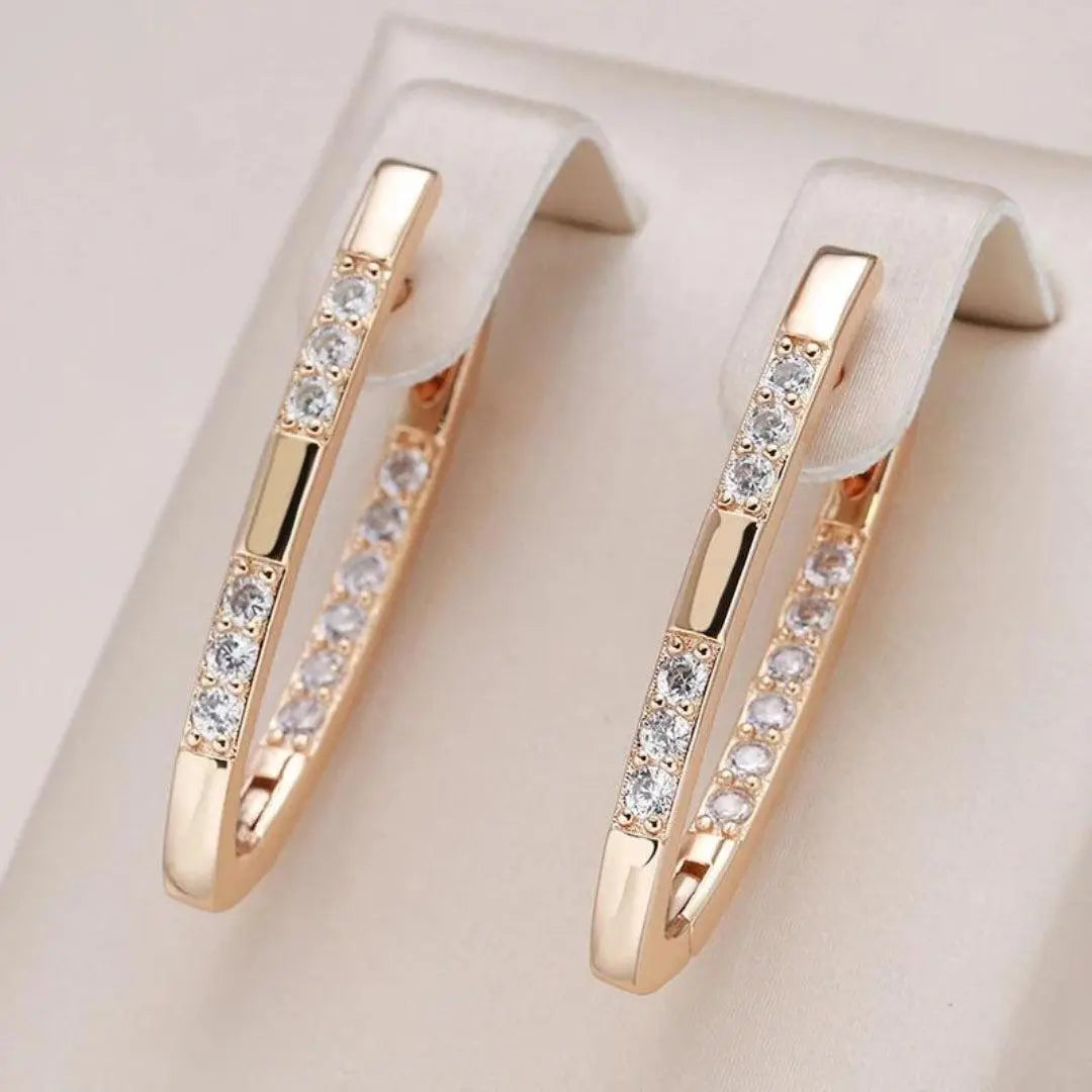 Elegant Zirconia Earrings in Golden