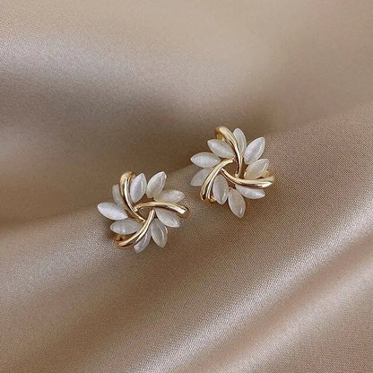 Luxury white opal earrings