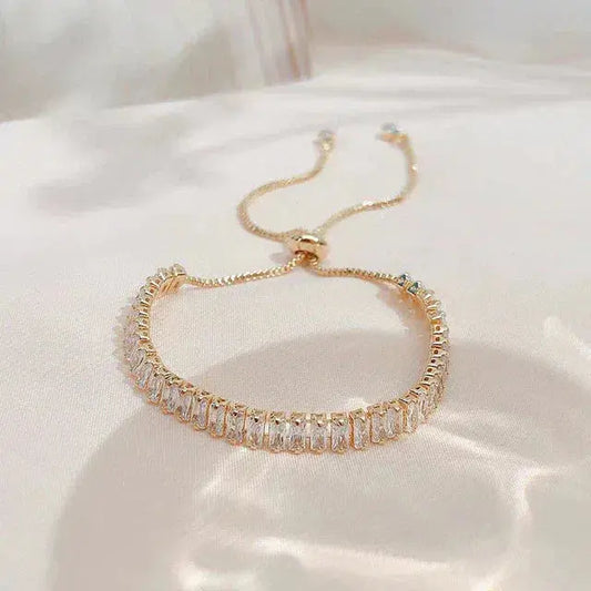 Adjustable Cubic Zirconia Bracelet in Golden and Silver