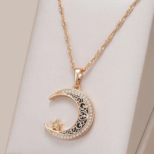 Elegant and Brilliant Moon Necklace
