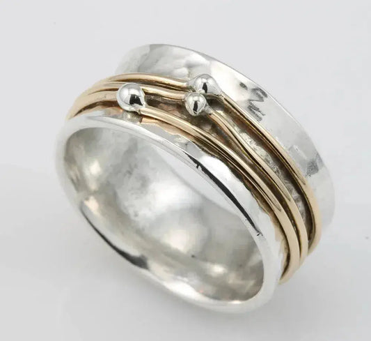 Vintage golden layered silver ring